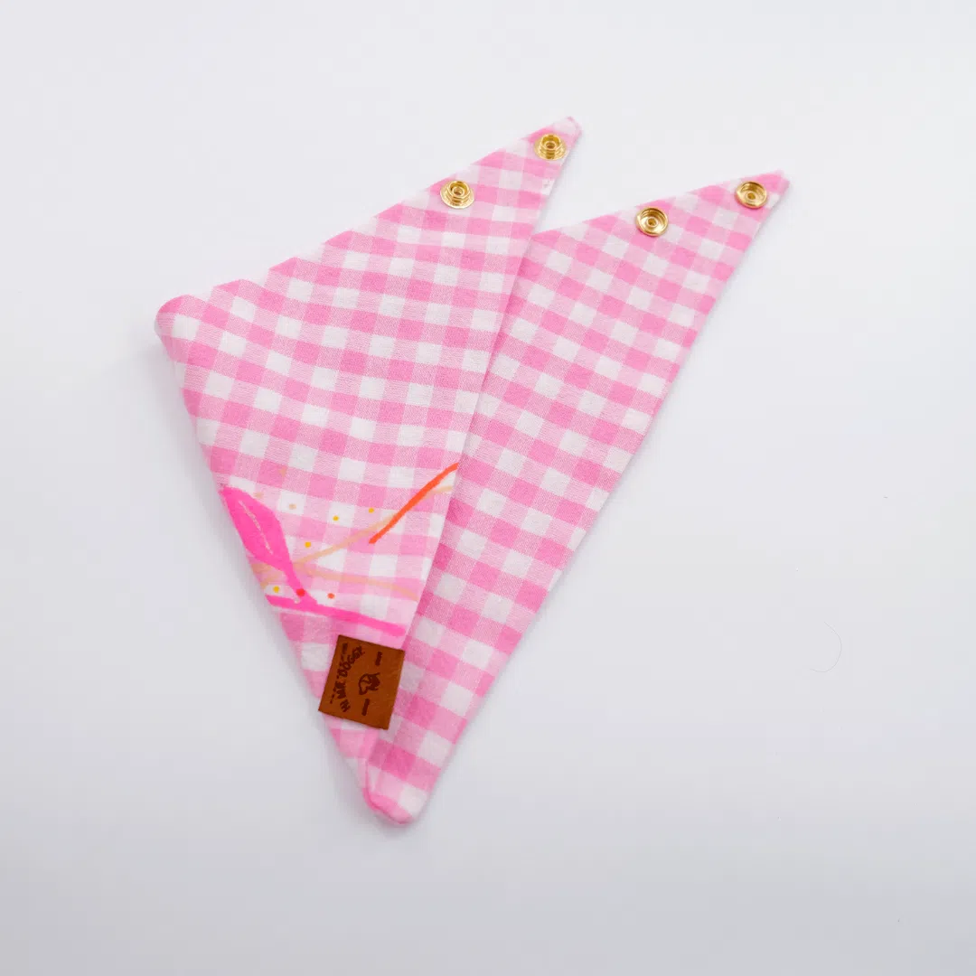 Dog Bandana | Pink Plaid Floral - photo 4
