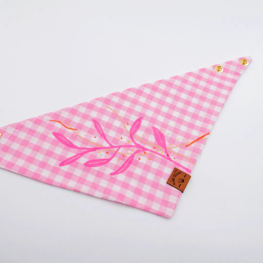 Dog Bandana | Pink Plaid Floral - photo 7