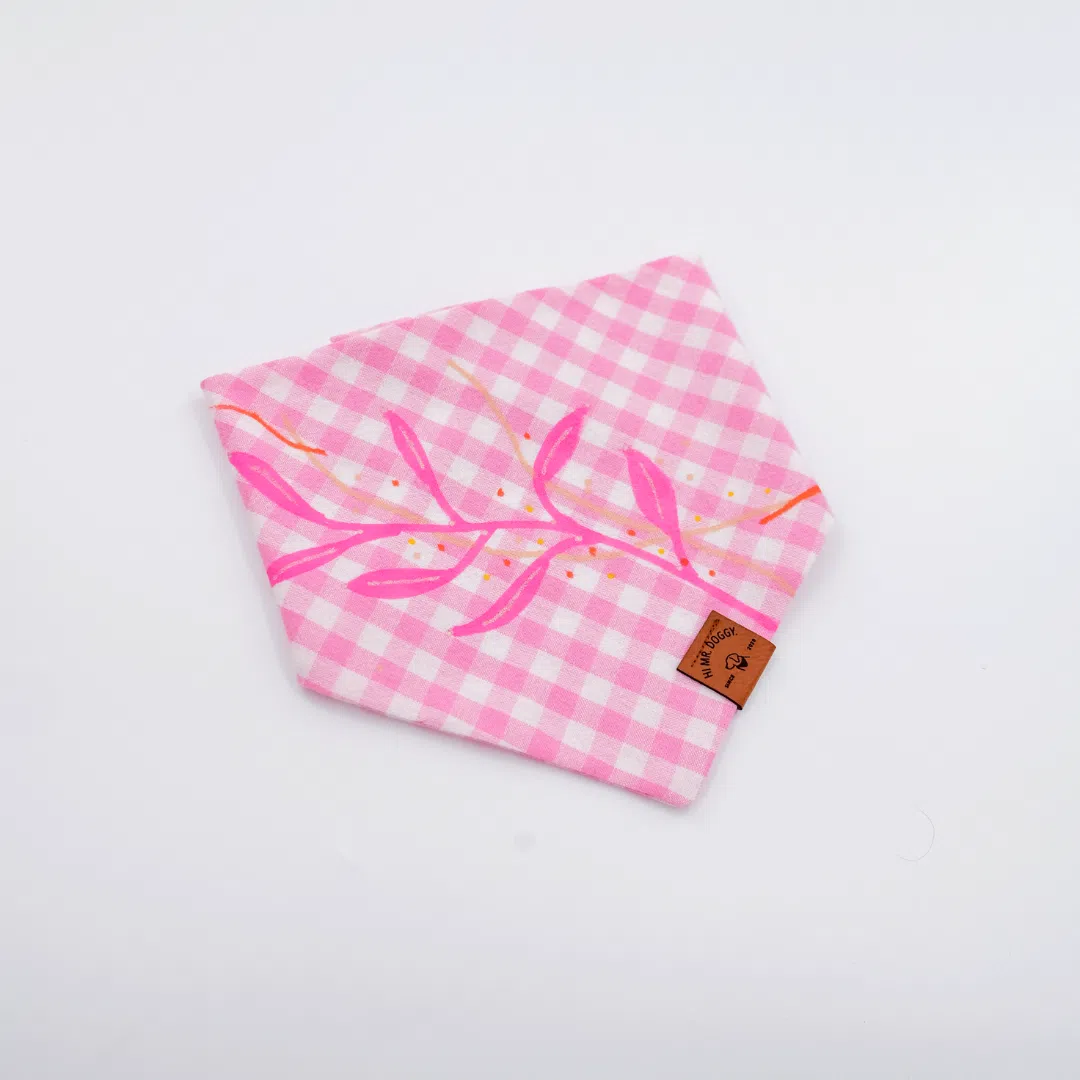 Dog Bandana | Pink Plaid Floral - photo 2