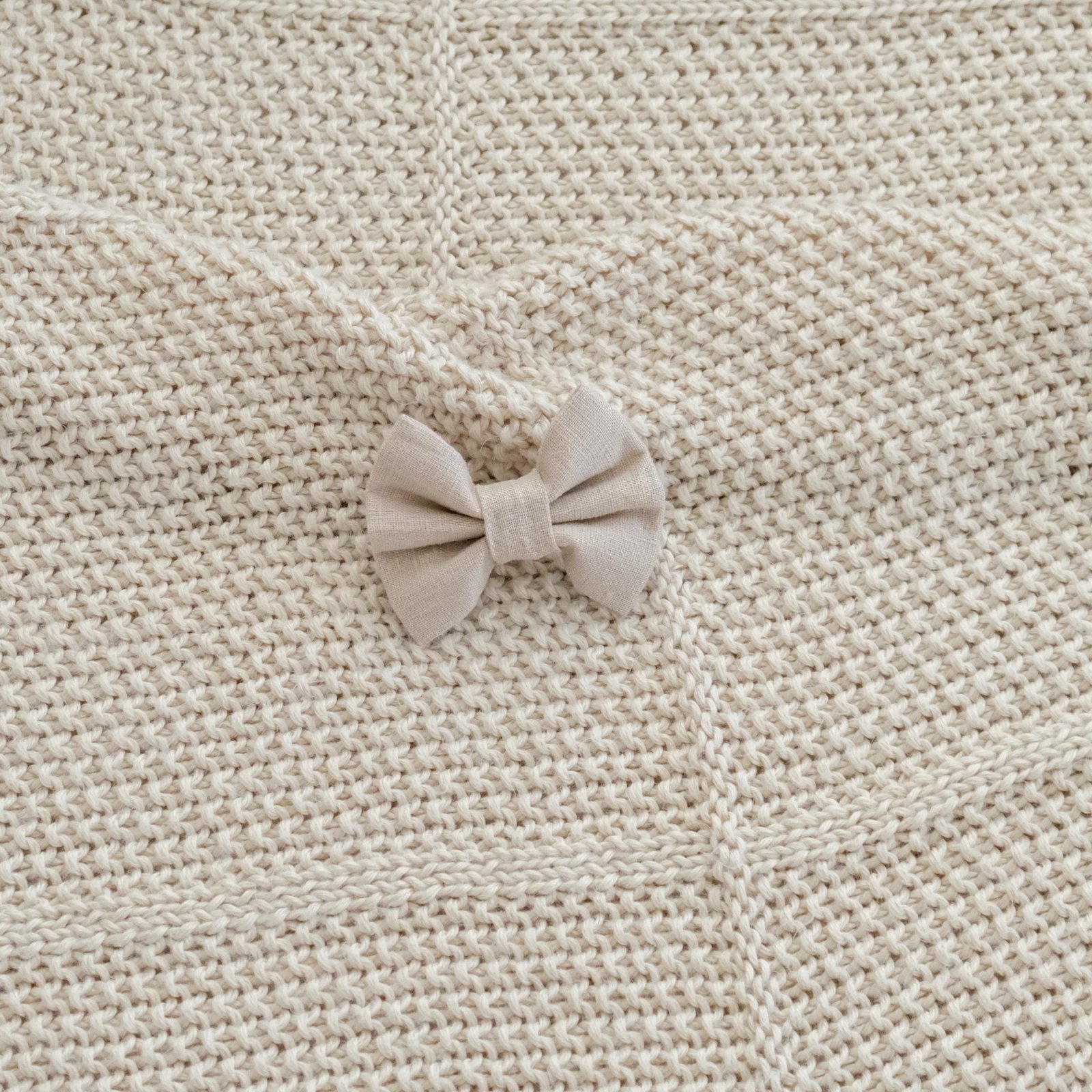 Cream Linen dog Bow Tie - Image 2