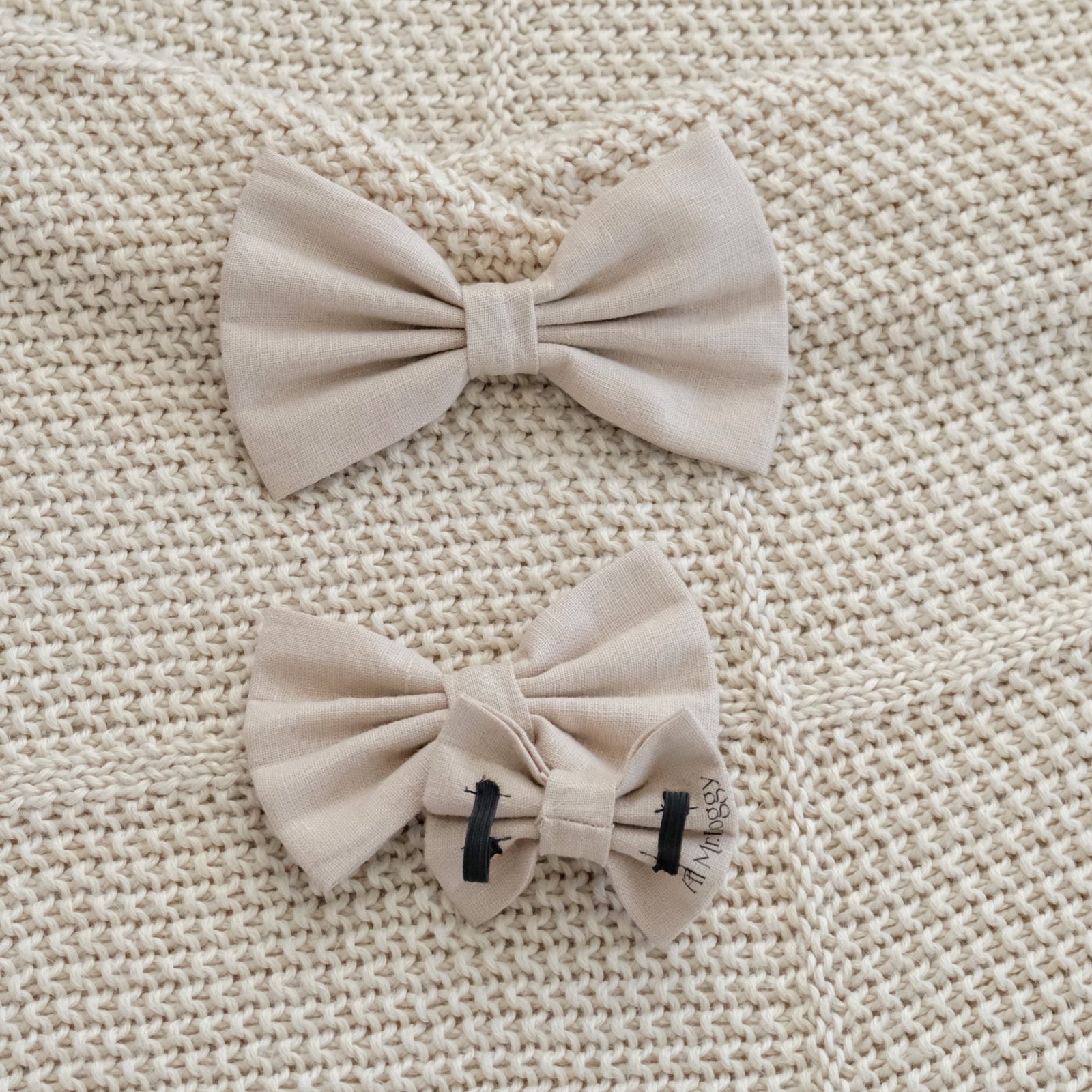Cream Linen dog Bow Tie - Image 5