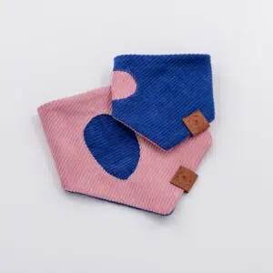 Dog Bandana Soft Corduroy – Blue & Pink