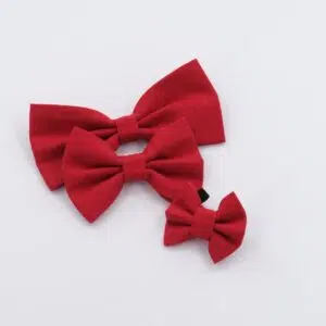 Red Linen Dog Bow Tie