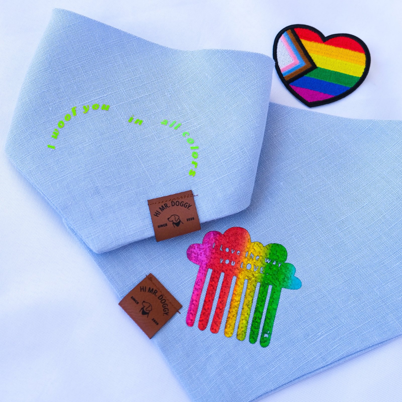 Bandana Pride "I woof you In All Colors & Rainbow" Blue Reversible 🌈💙