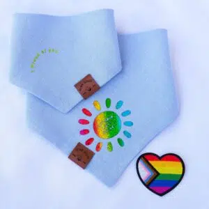Dog Bandana Pride “I’m Proud of You & Sun” Blue Reversible 🌈💙