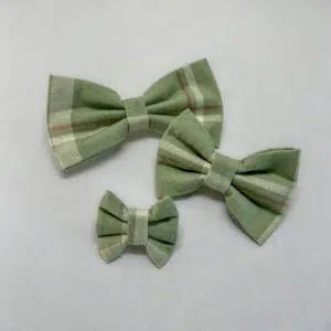 Dog Bow Tie Green Sage Plaid
