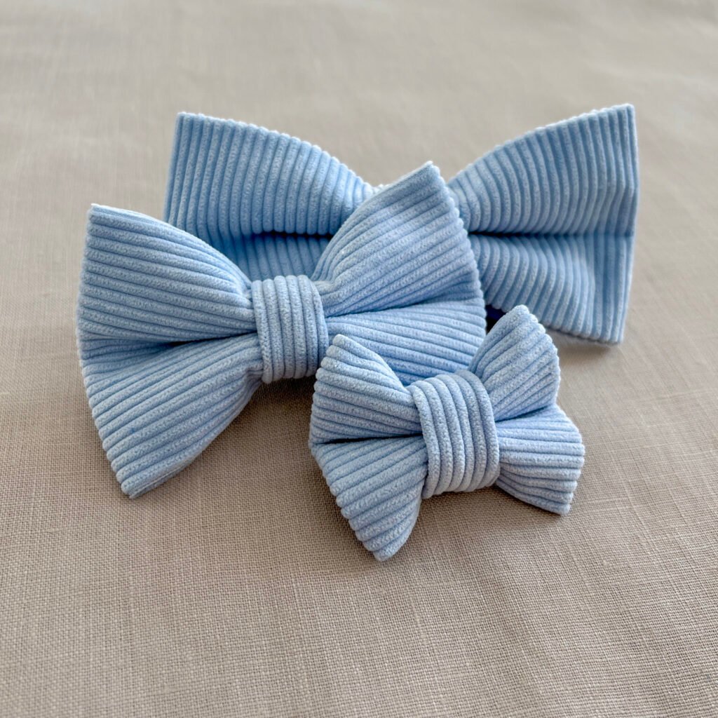 Blue Corduroy dog  Bow Tie