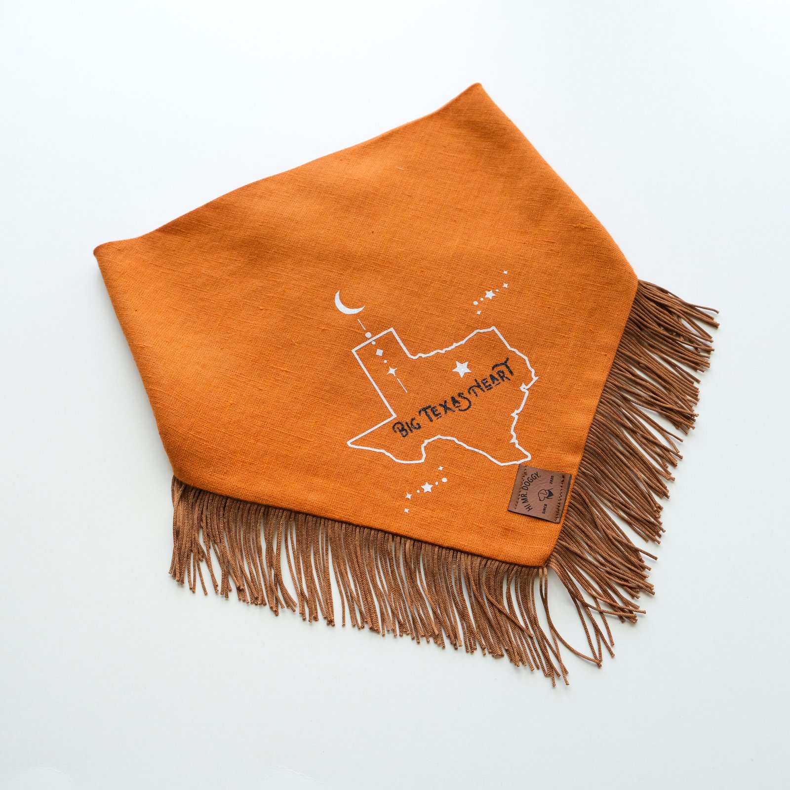 Dog Bandana – Orange Linen | Big Texas Heart ( Fringe ) - Image 2