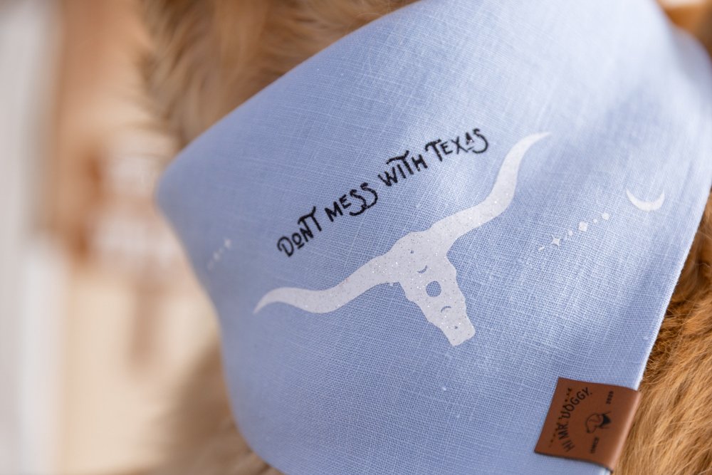 Dog Bandana - Blue Linen | Don't Mess With Texas - Image 2