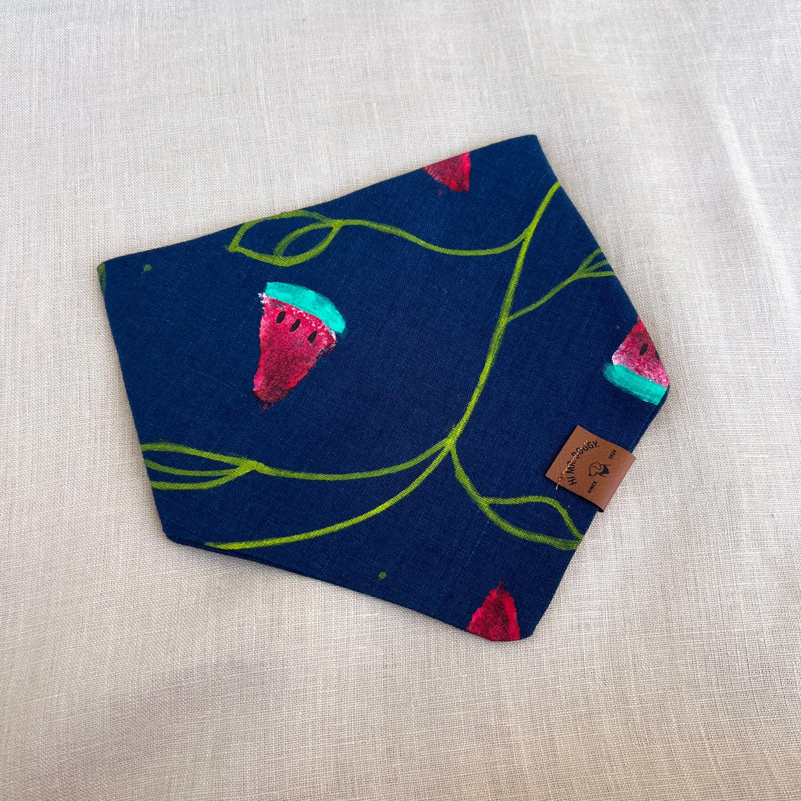 Dog Bandana – Navy Blue with Watermelon - Image 2