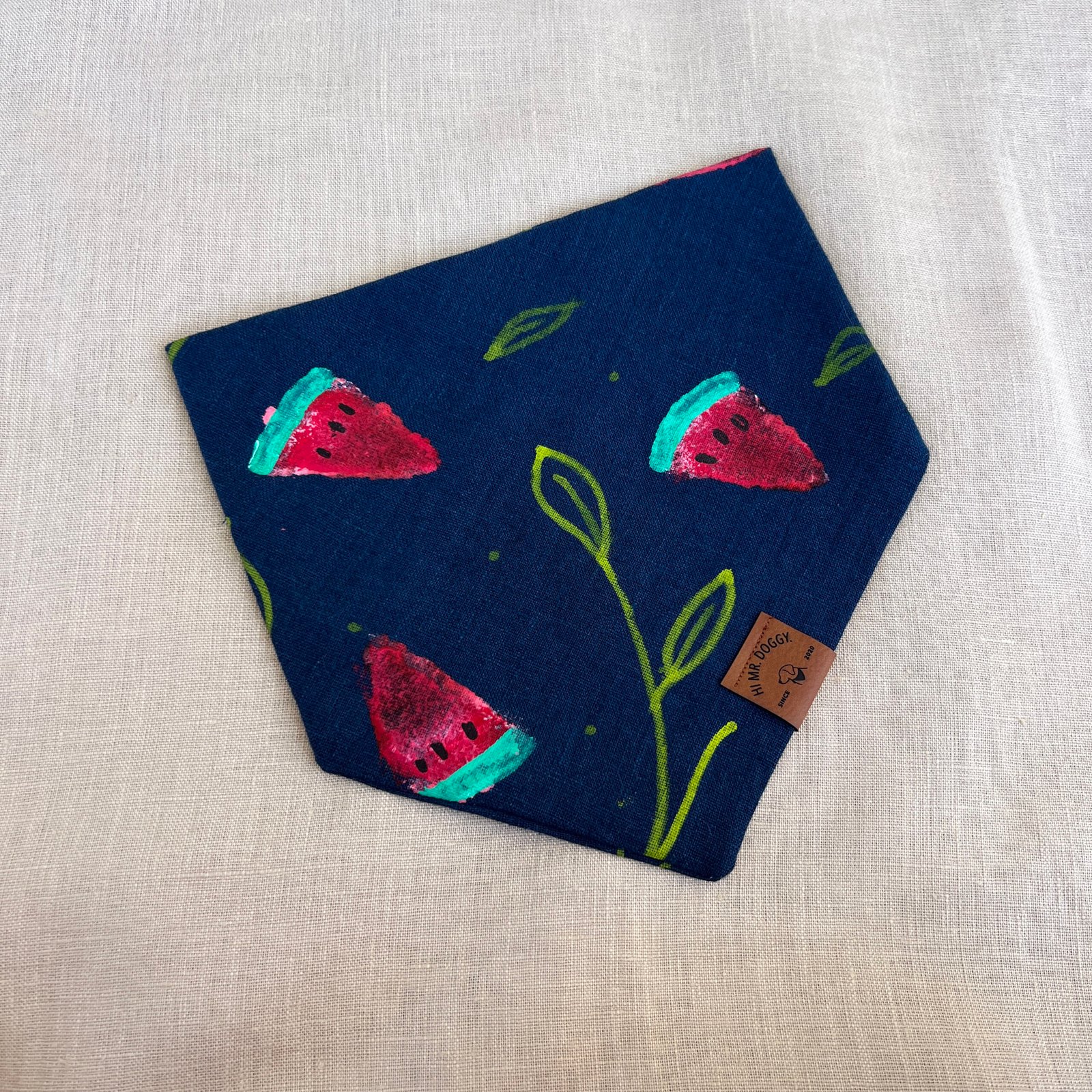 Dog Bandana – Navy Blue with Watermelon - Image 3
