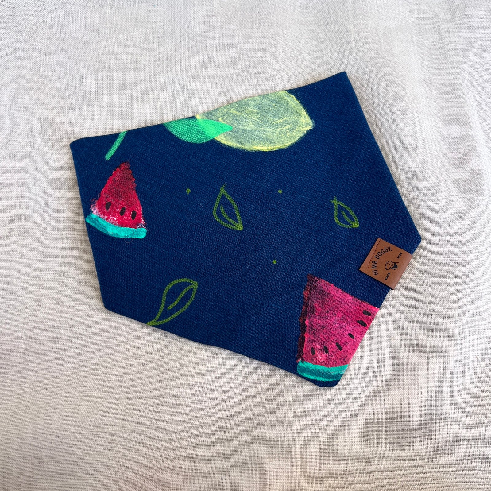 Dog Bandana – Navy Blue with Watermelon - Image 4