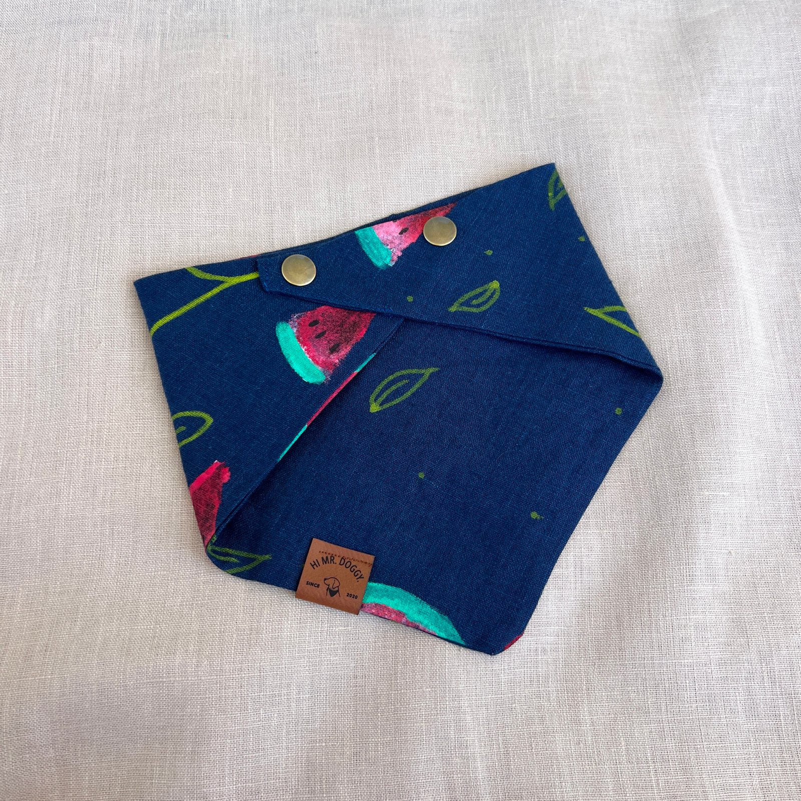 Dog Bandana – Navy Blue with Watermelon - Image 5