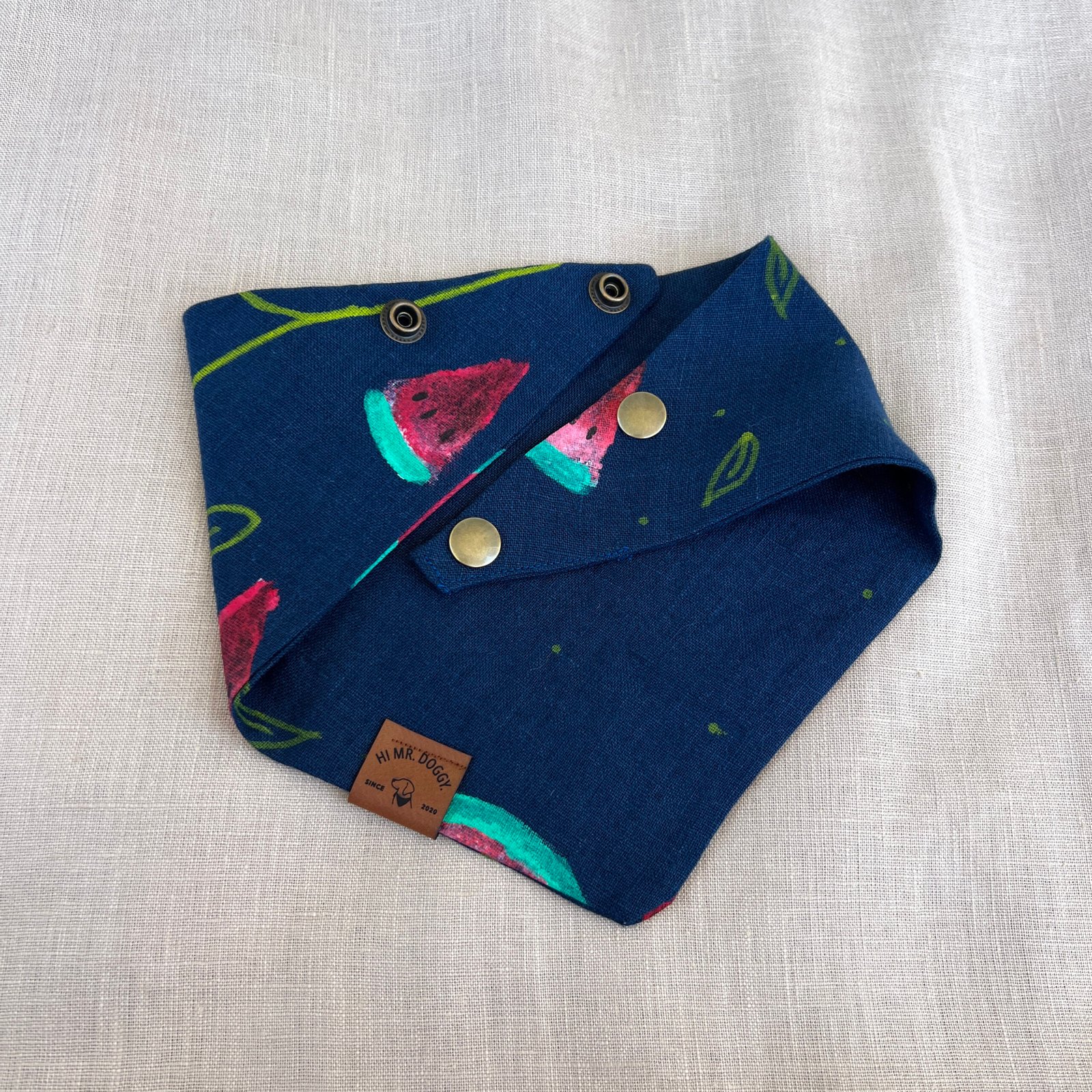 Dog Bandana – Navy Blue with Watermelon - Image 6