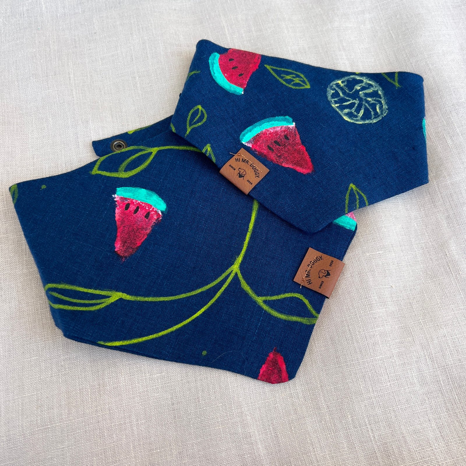Dog Bandana – Navy Blue with Watermelon - Image 8