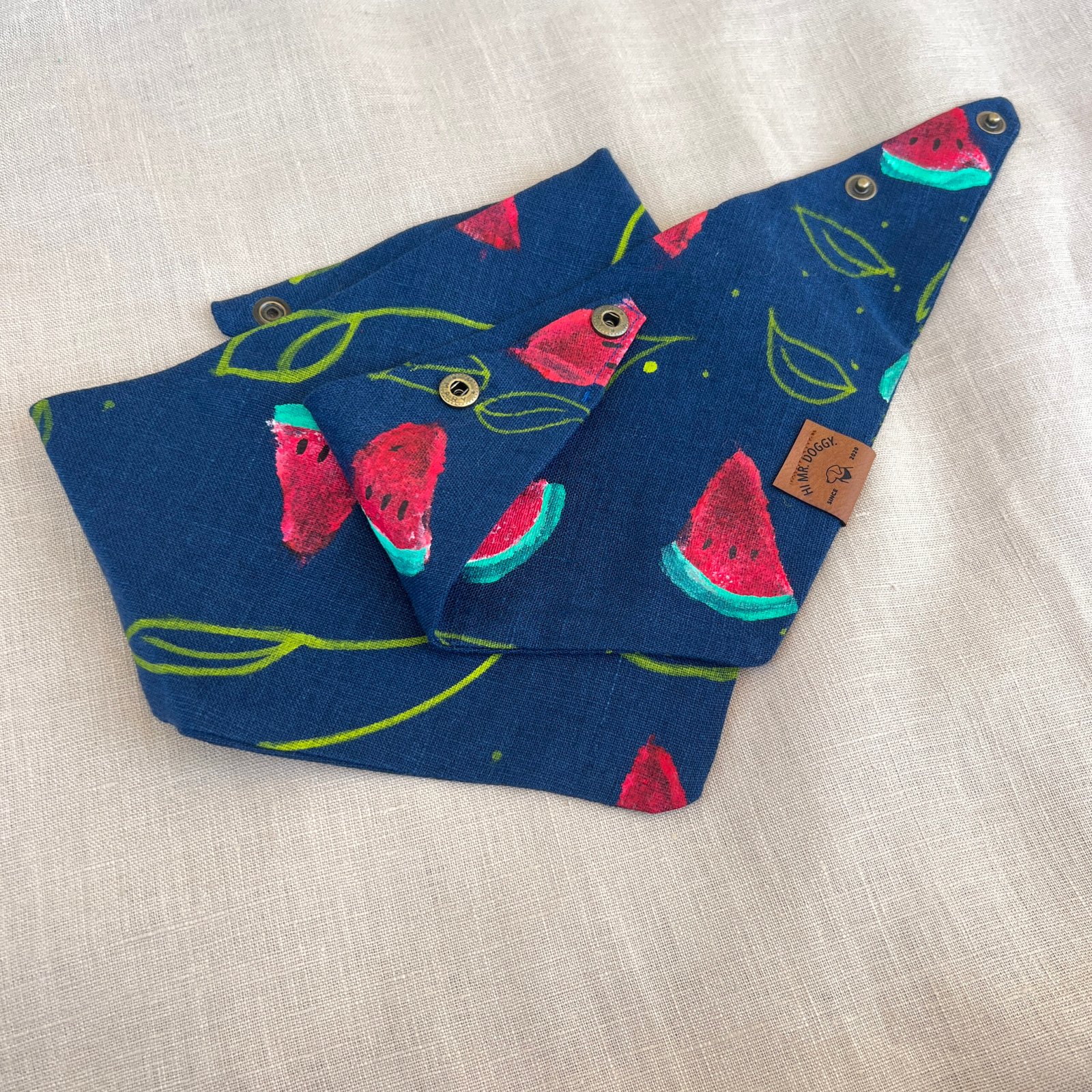 Dog Bandana – Navy Blue with Watermelon - Image 9