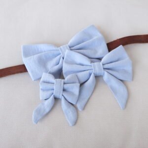 Blue Sailor Bow – Linen, Dog & Cat