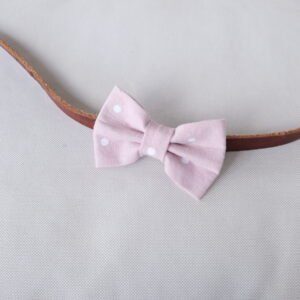 Polka Pink Bow Tie – Linen, Dog & Cat