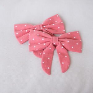 Polka Coral Sailor Bow – Linen, Dog & Cat