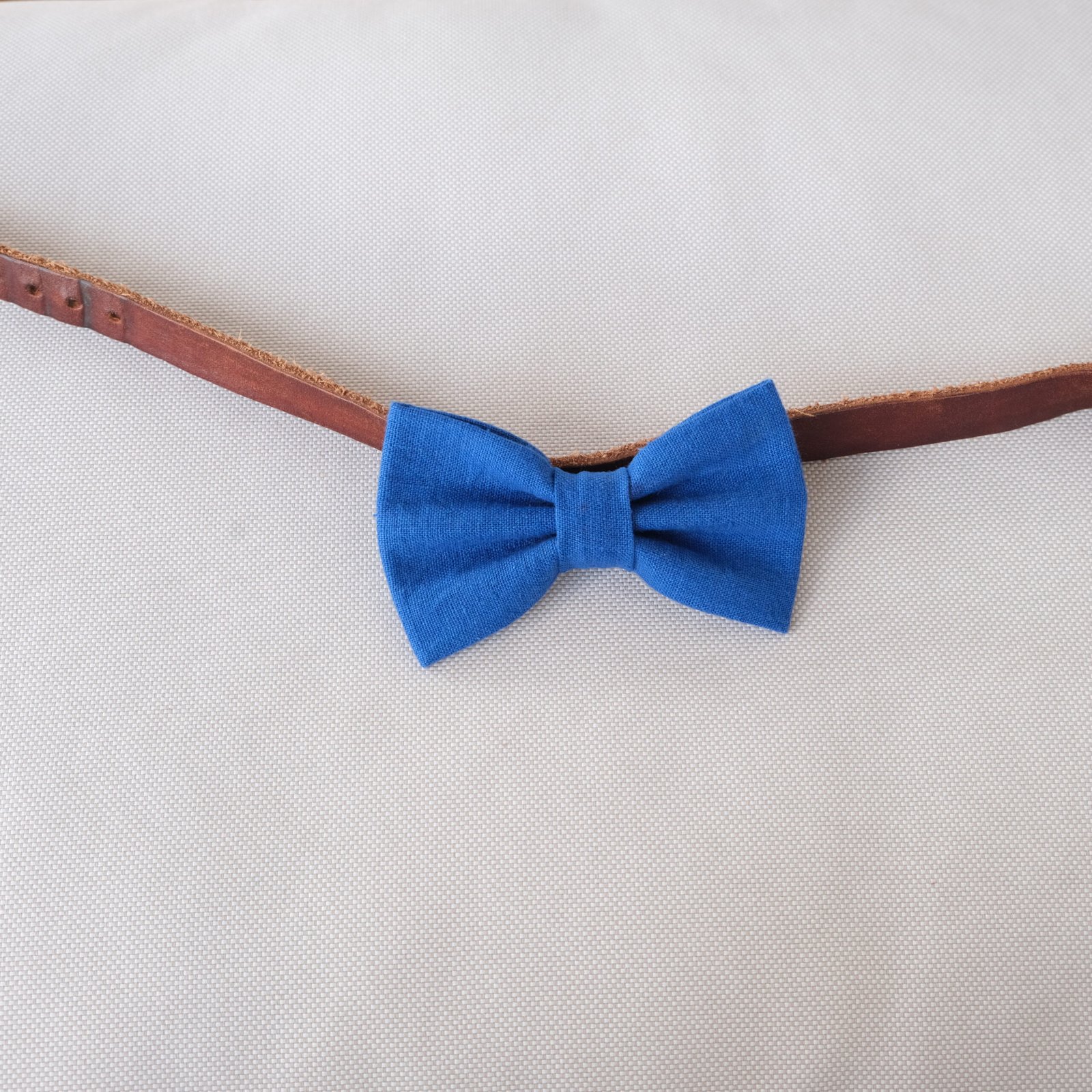 Dog Bow Tie - Blue Linen - Image 2