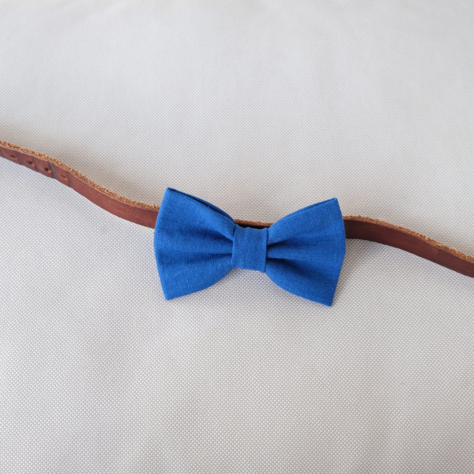 Dog Bow Tie - Blue Linen - Image 3