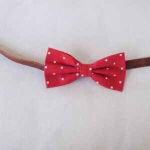 Dog Bow Tie - Red Polka Linen