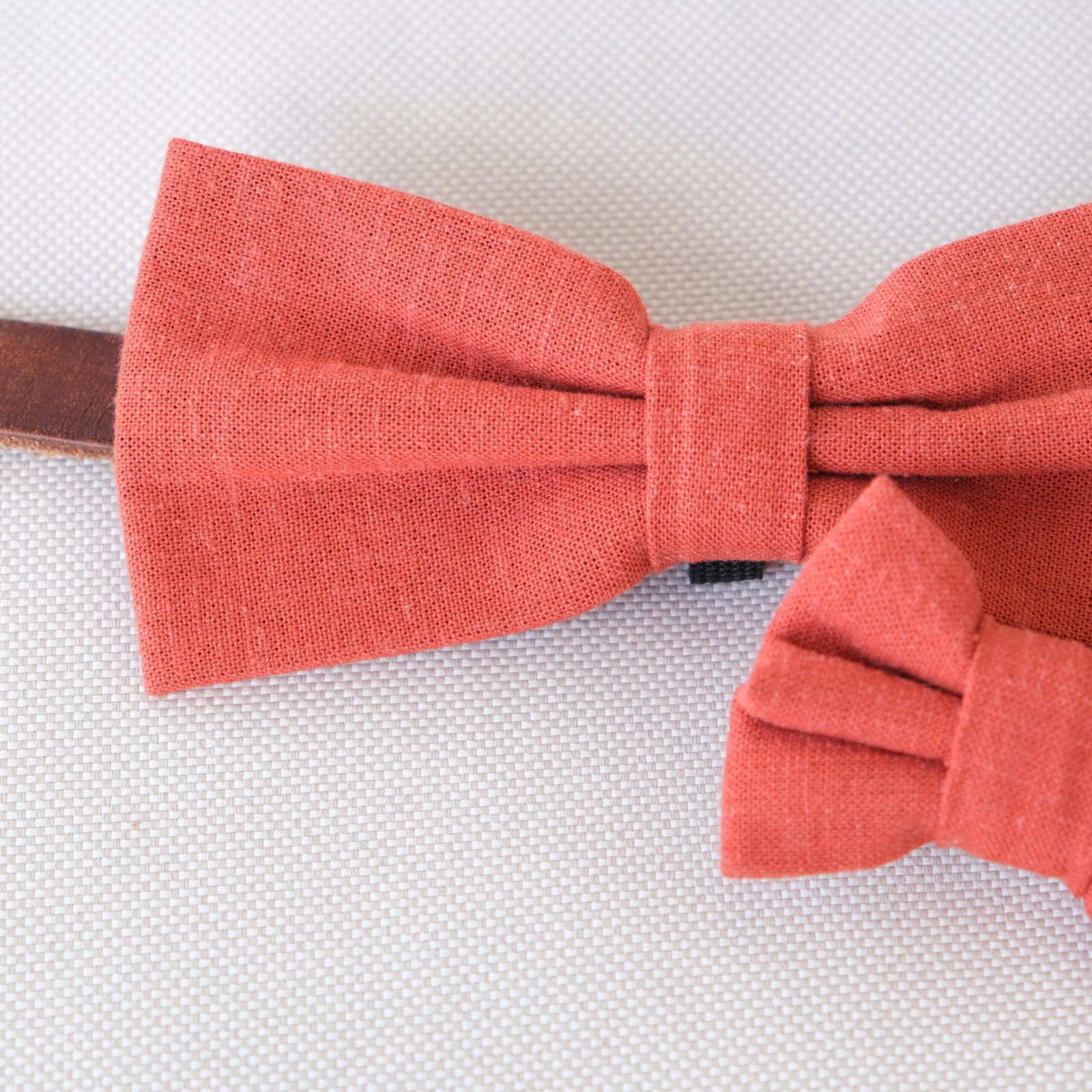 Dog Bow Tie - Orange Linen - Image 2