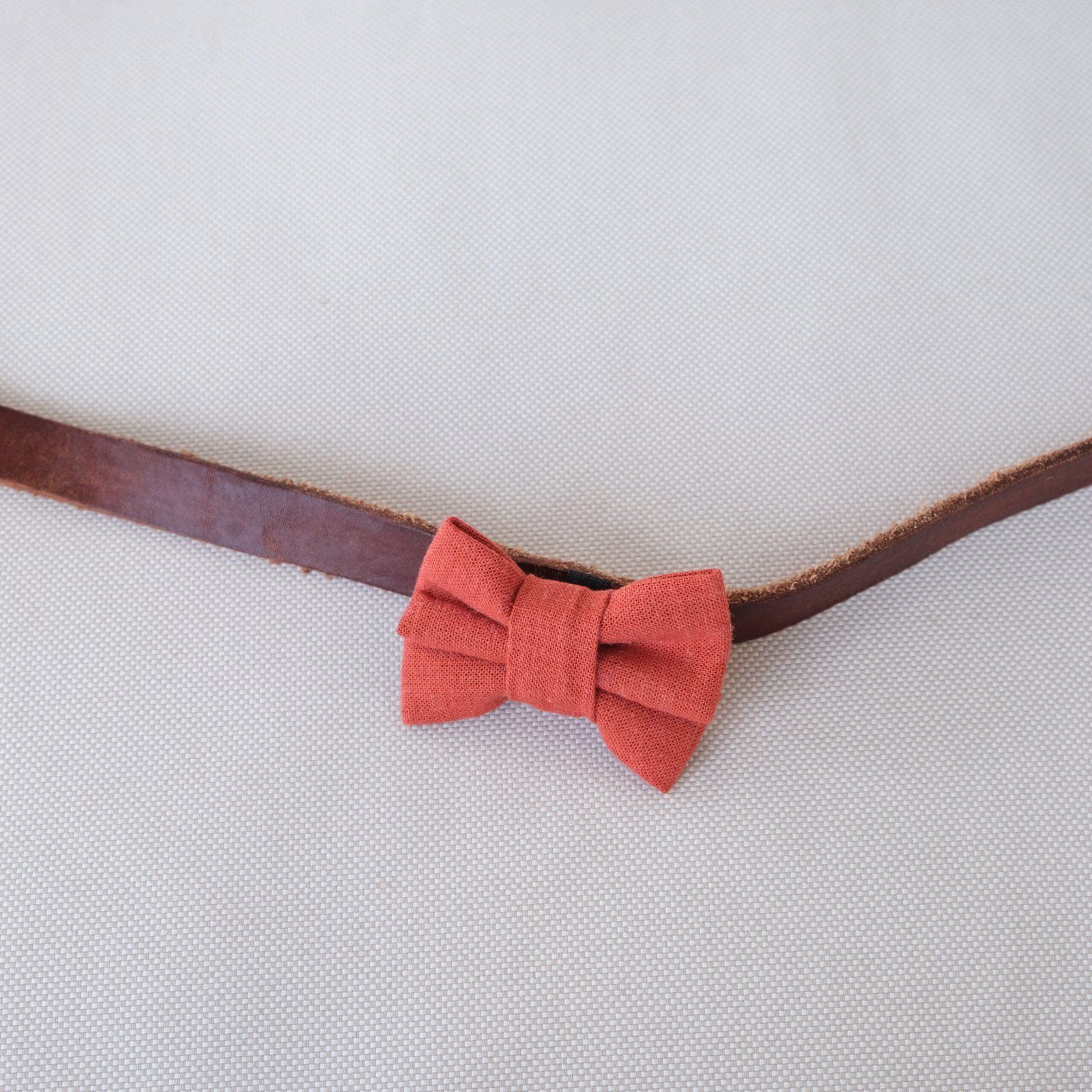 Dog Bow Tie - Orange Linen - Image 3
