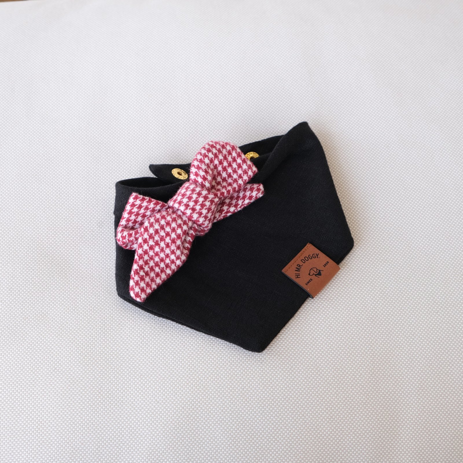 Black Dog Bandana with Houndstooth Bow - Image 2