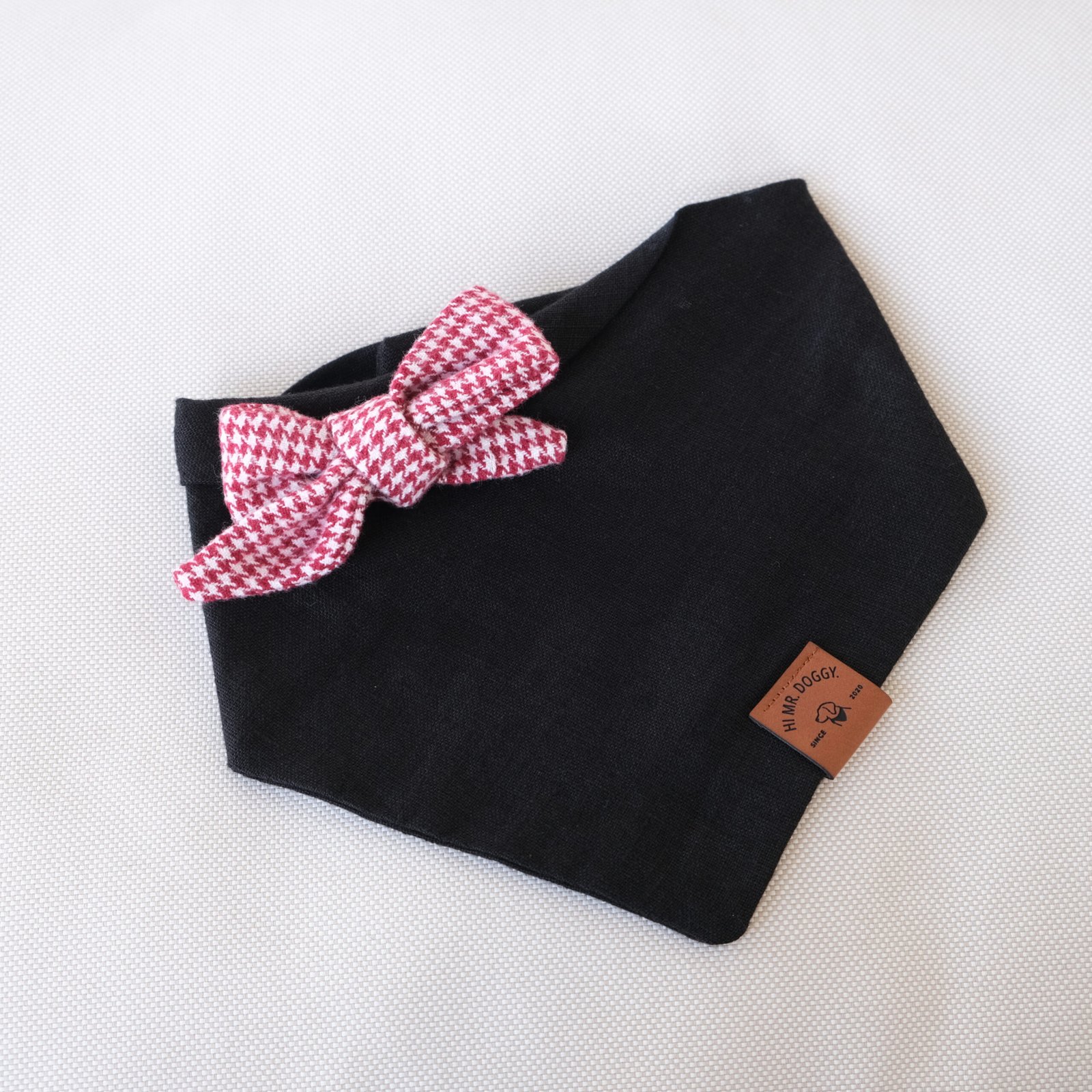 Black Dog Bandana with Houndstooth Bow - Image 3