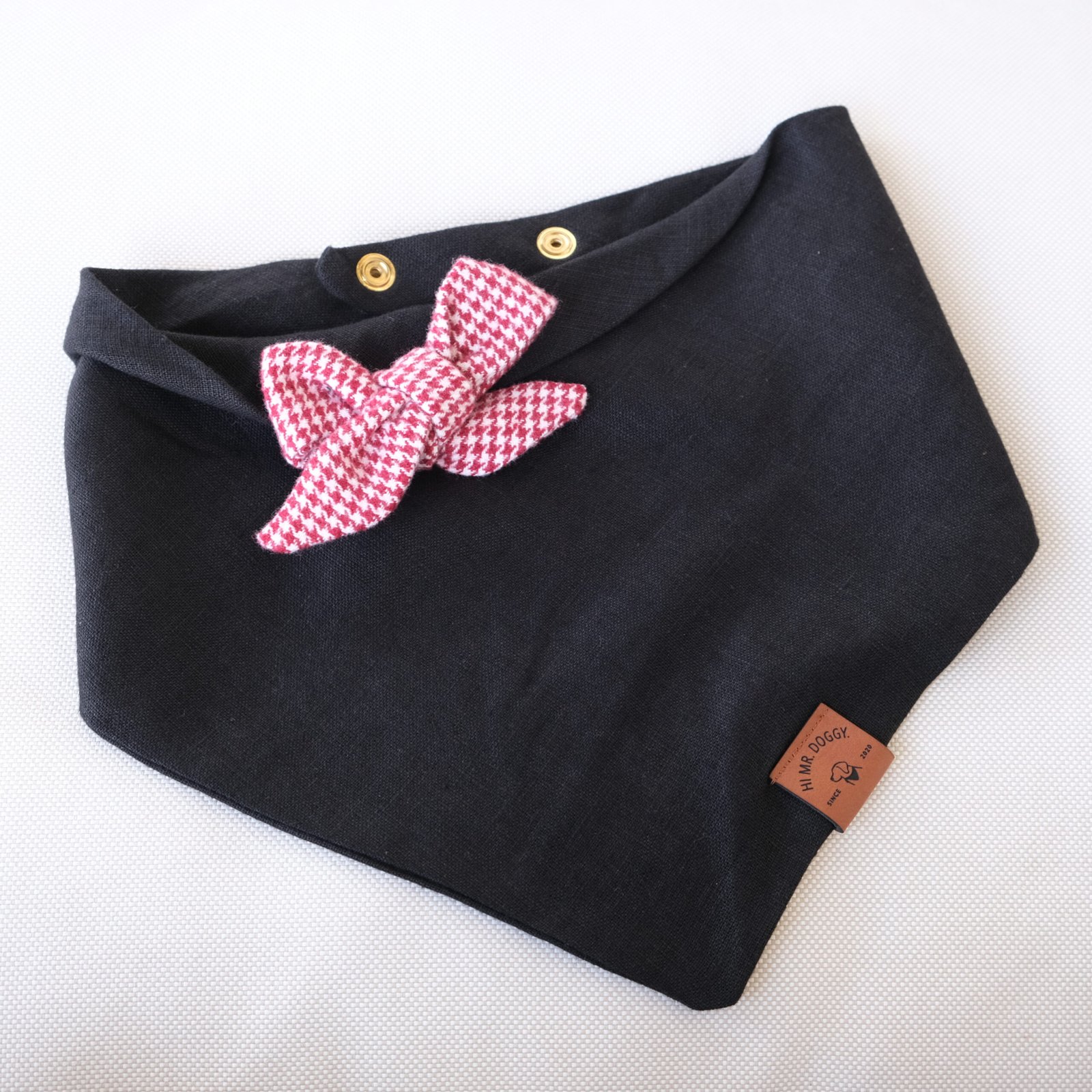 Black Dog Bandana with Houndstooth Bow - Image 4