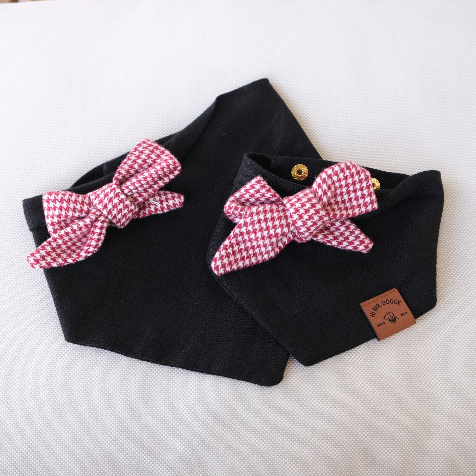 Black Dog Bandana with Houndstooth Bow - Image 5