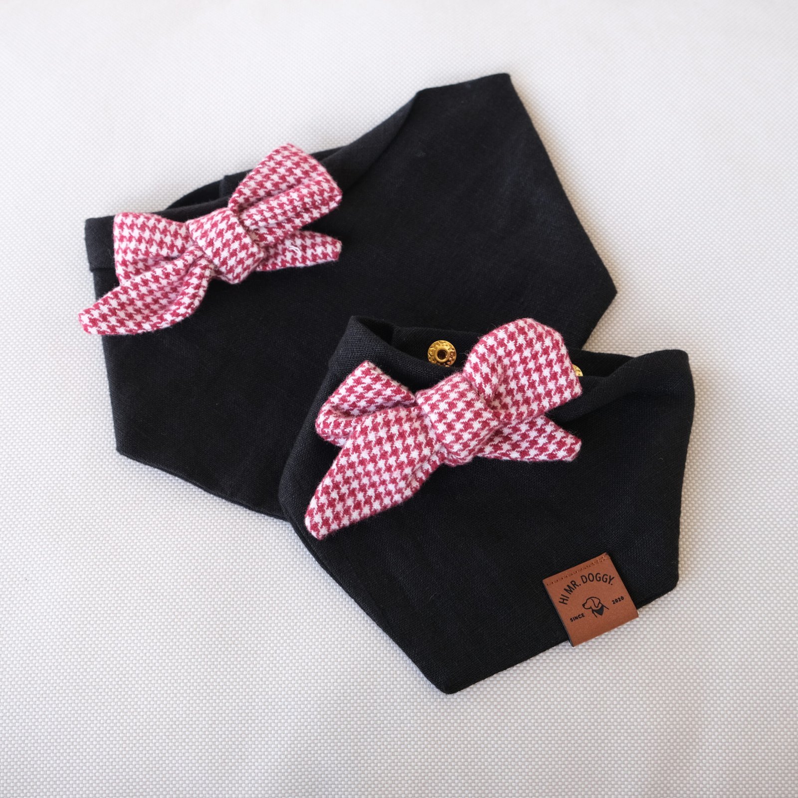 Black Dog Bandana with Houndstooth Bow