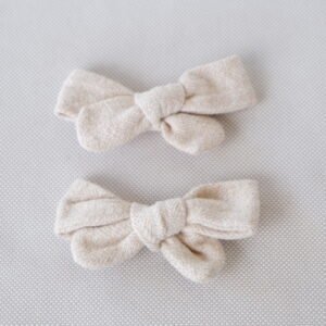 Cotton Cloud Hair Bow Set – Alligator Clip - handmade fabric dog hair bow, product photo