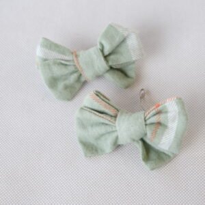 Hair Bow - Sage Green Plaid