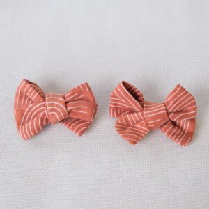 Terracotta Rainbow Line Art Hair Bow
