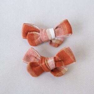 October Sunset Plaid Hair Bow Set - handmade fabric dog hair bow, product photo