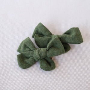 Forest Moss Hair Bow Set – Alligator Clip - handmade fabric dog hair bow, product photo