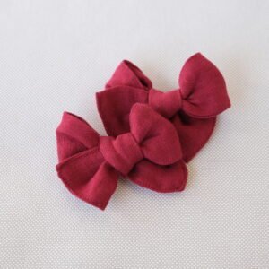 Red wine Hair Bow – Alligator Clip - handmade fabric dog hair bow, product photo