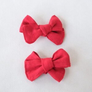 Classic Red Hair Bow – Alligator Clip - handmade fabric dog hair bow, product photo