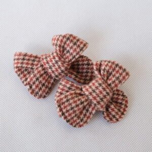 Houndstooth Brown Hair Bow – Alligator Clip - handmade fabric dog hair bow, product photo