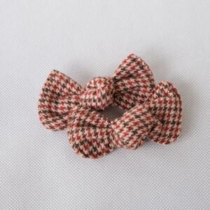 Houndstooth Brown Frankie Bow  – Alligator Clip - handmade fabric dog hair bow, product photo