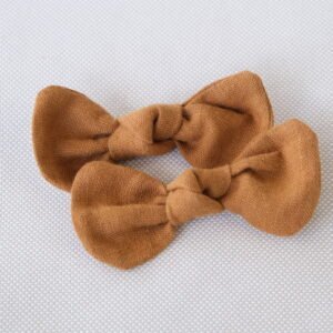 Cinnamon Frankie Bow set – Alligator Clip - handmade fabric dog hair bow, product photo