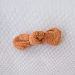 Orange Herringbone Frankie Bow Set - close-up of fabric bow detail