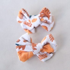 Pumpkin Spice Hair Bow set - Snap Clip - handmade fabric dog hair bow, product photo